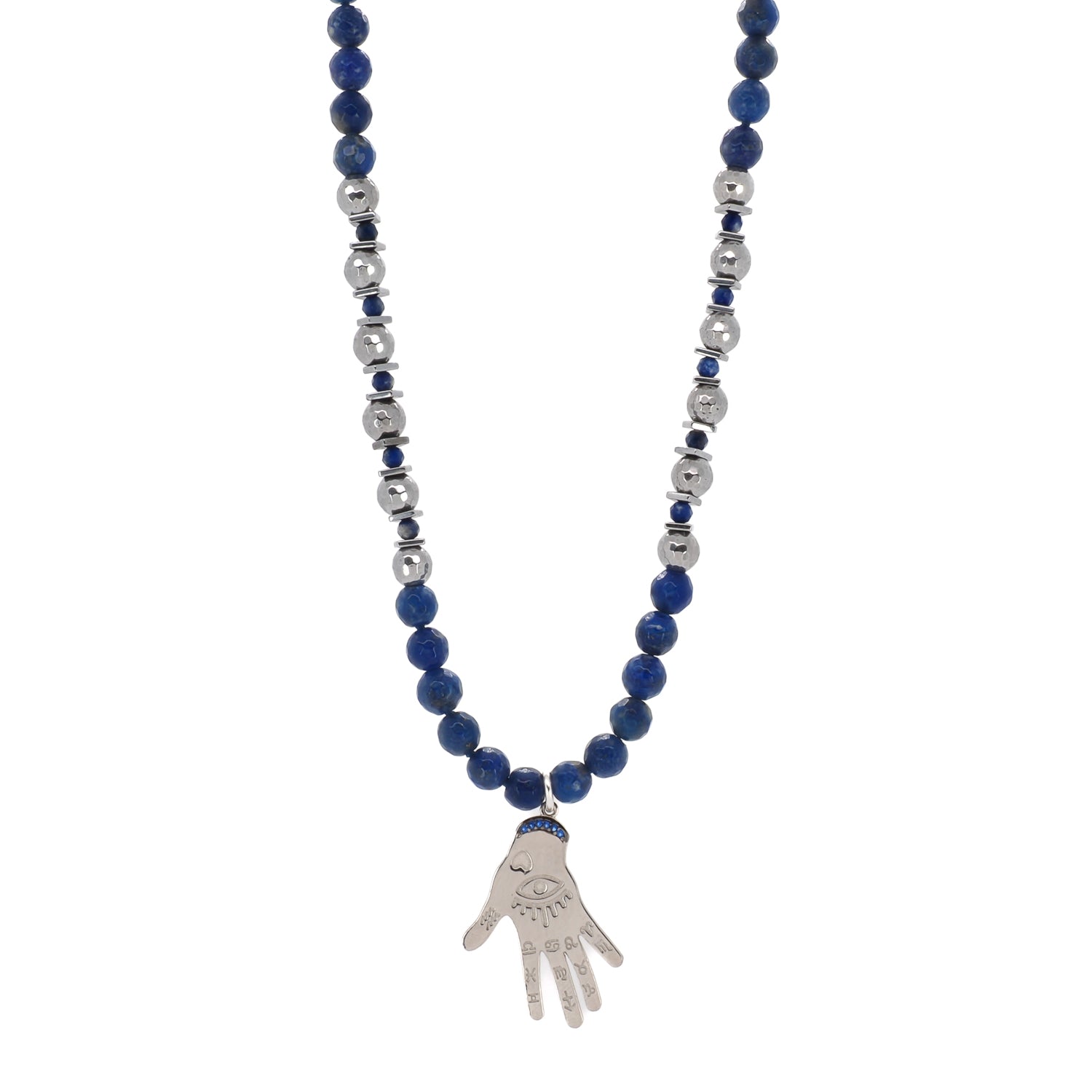 Lapis Lazuli Hamsa Necklace - Enhance your spiritual journey with this beautiful piece.