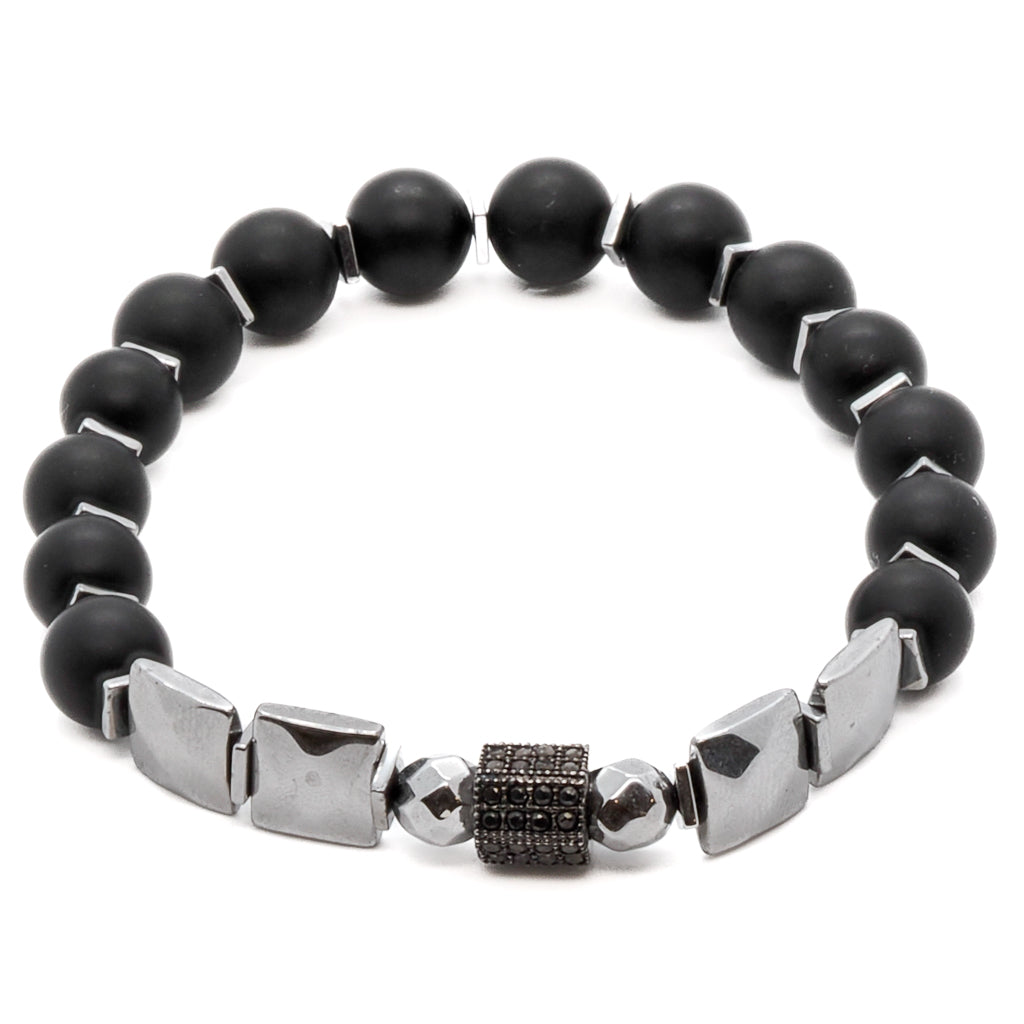 The Spiritual Onyx Stone Style Bracelet resonates with spiritual transformation and positive energy, with its black onyx stone beads and silver hematite spacers.