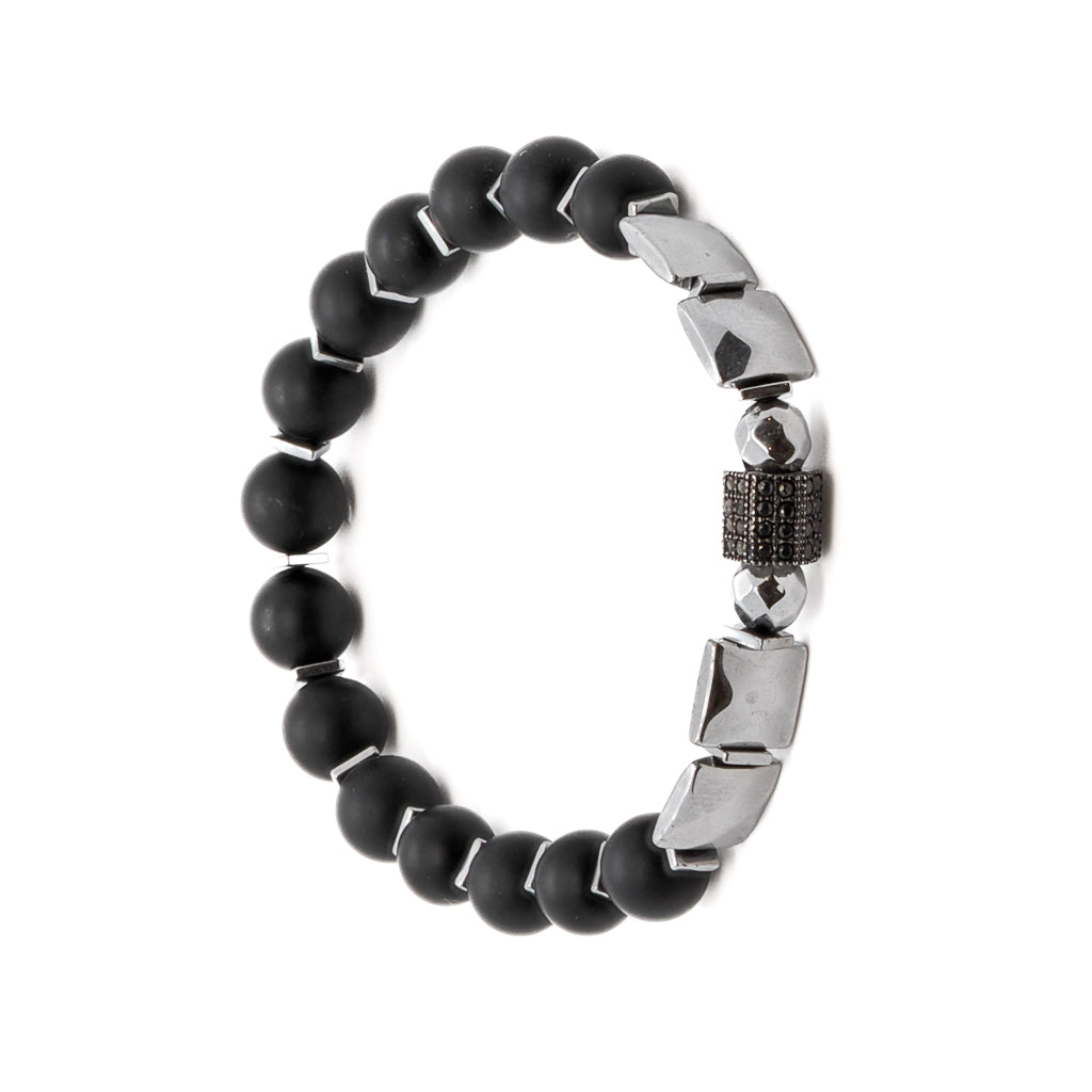 Find inner strength and emotional balance with the Spiritual Onyx Stone Style Bracelet, featuring black onyx stone beads and silver hematite accents.