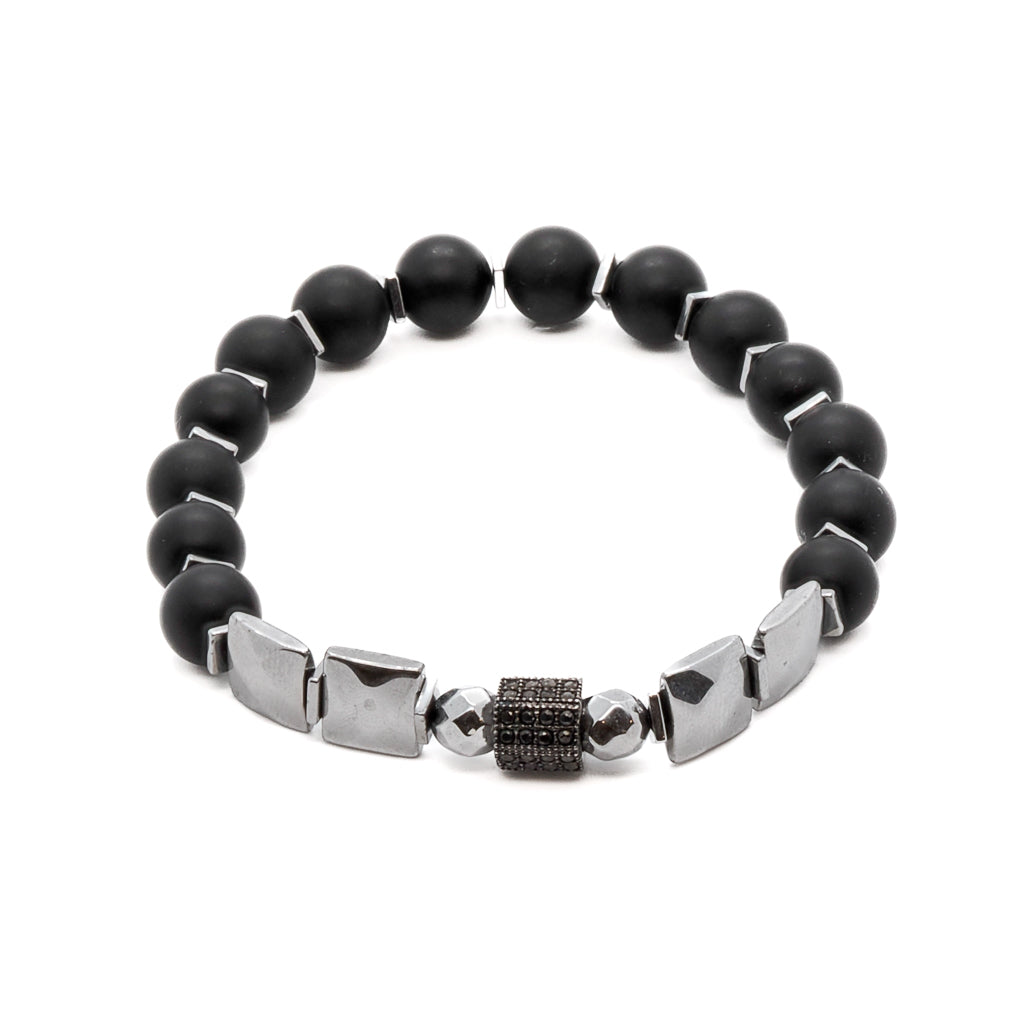 Embrace the spiritual and stylish vibe with the Spiritual Onyx Stone Style Bracelet, featuring elegant black onyx stone beads and silver hematite accents.