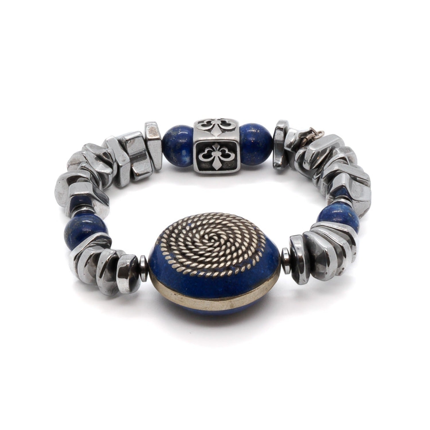 Embrace the strength and beauty of the Strong Women Bracelet, a handmade accessory adorned with silver hematite and lapis lazuli stone beads.