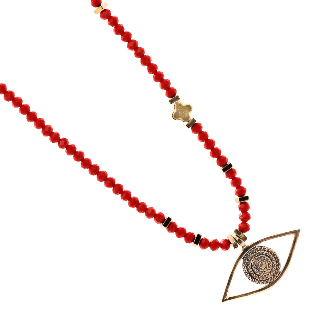 Summer-inspired Necklace showcasing the power of the Evil Eye symbol and red color.