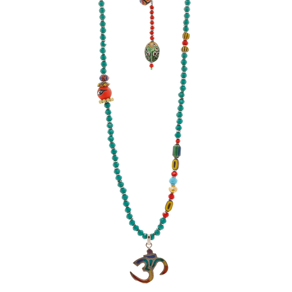 Enhance your spiritual practice with the Summer Vibes Yogi Necklace&#39;s symbolic Om pendant.