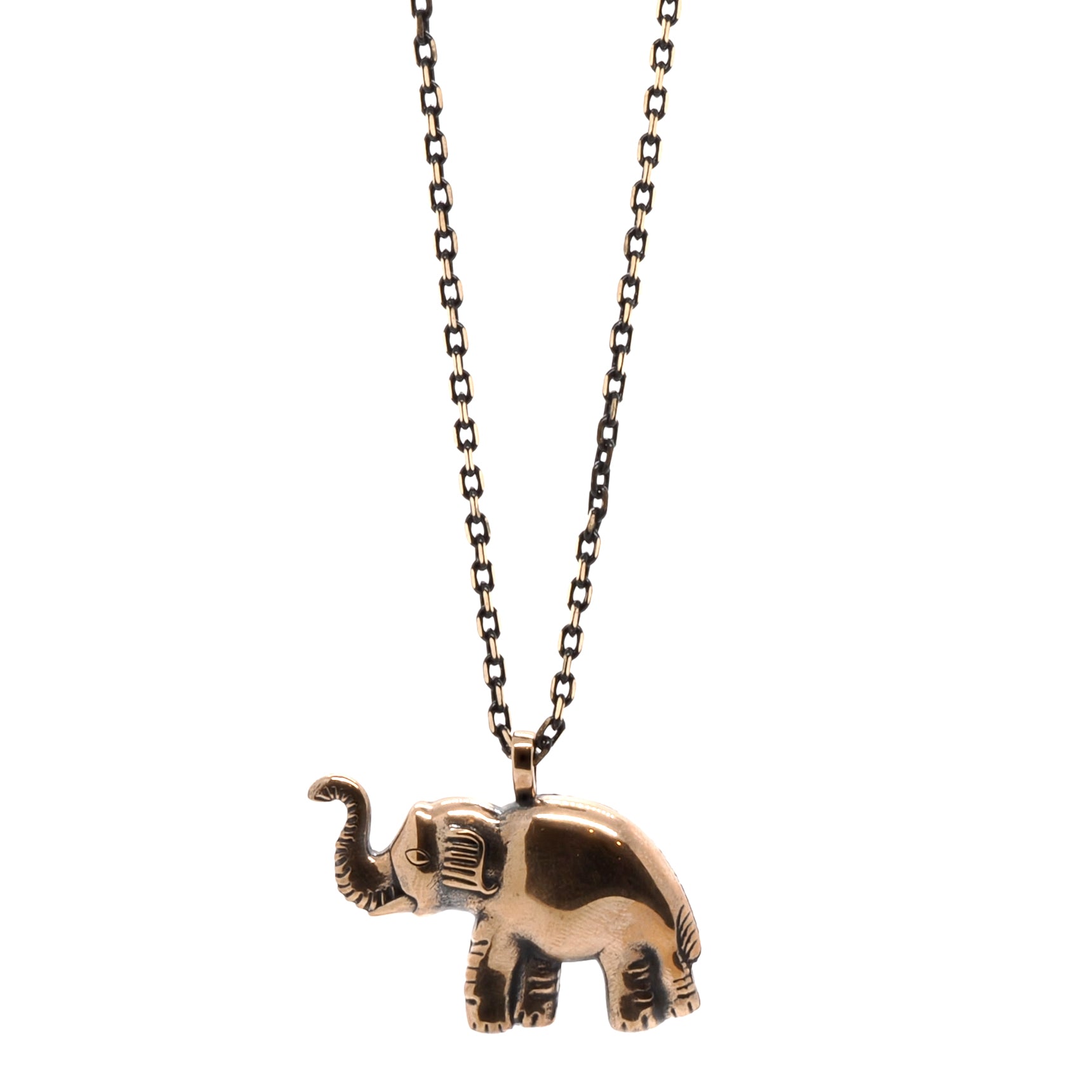 Handmade Beauty - The Symbol of Luck Elephant Necklace Showcases the Intricately Crafted Bronze Pendant.