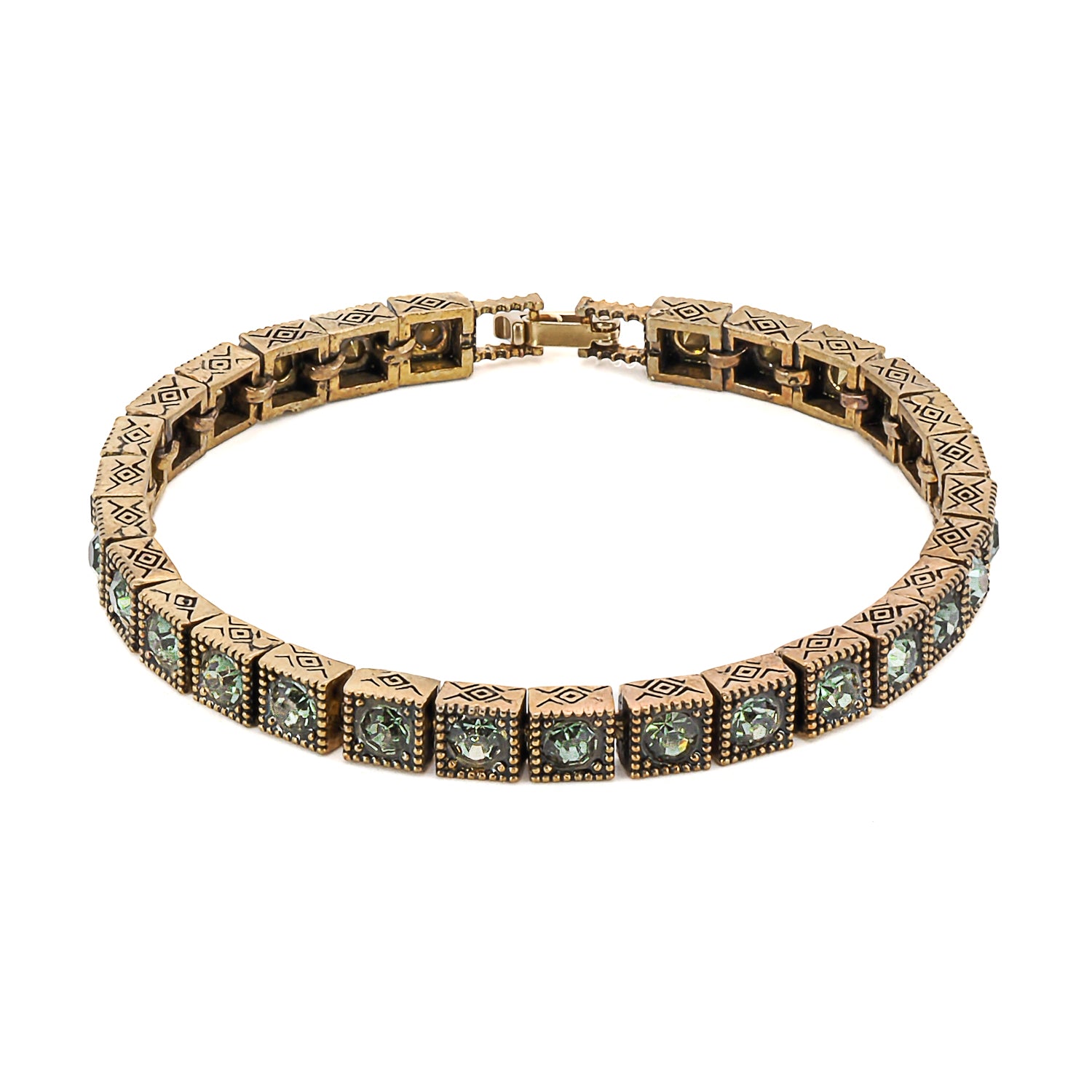 The Green Swarovski Crystal Tennis Bracelet, a handcrafted piece of elegance and sophistication.