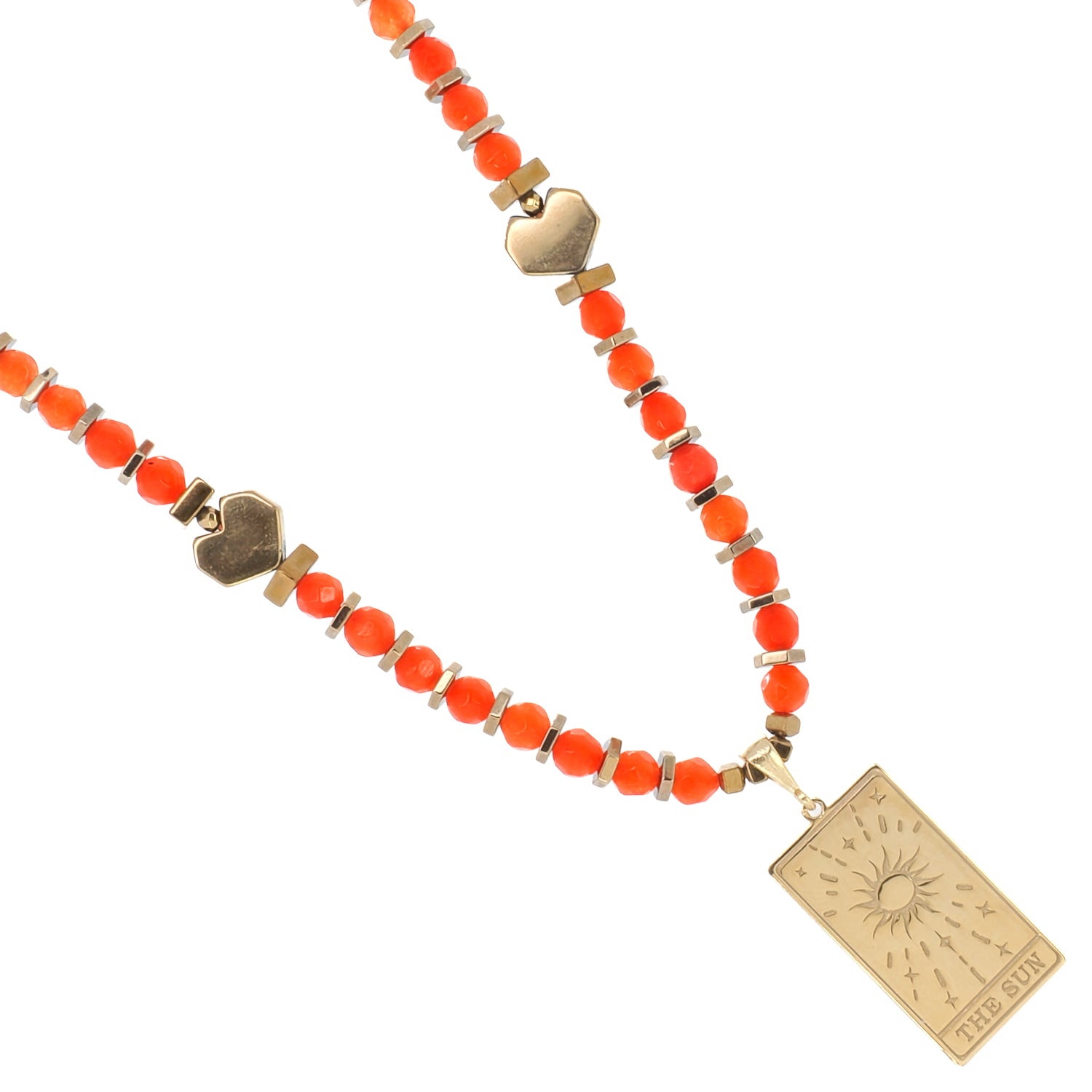 Tarot &#39;The Sun&#39; Necklace with Agate Stones: Crafted for inner stability and balance