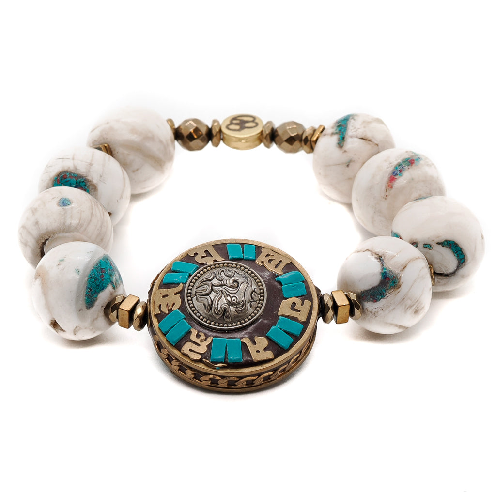 Experience the deep spiritual significance of the Tibetan Mantra Bracelet, crafted with love and care for a unique and meaningful accessory.