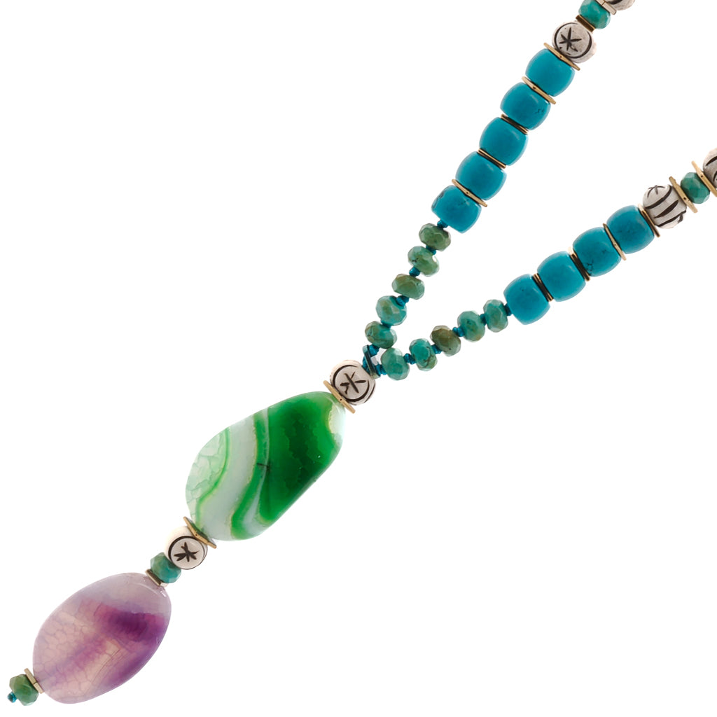 Natural Beauty - The Turquoise Beaded Necklace Showcases the Vibrant Colors of Turquoise and Amethyst Stones.