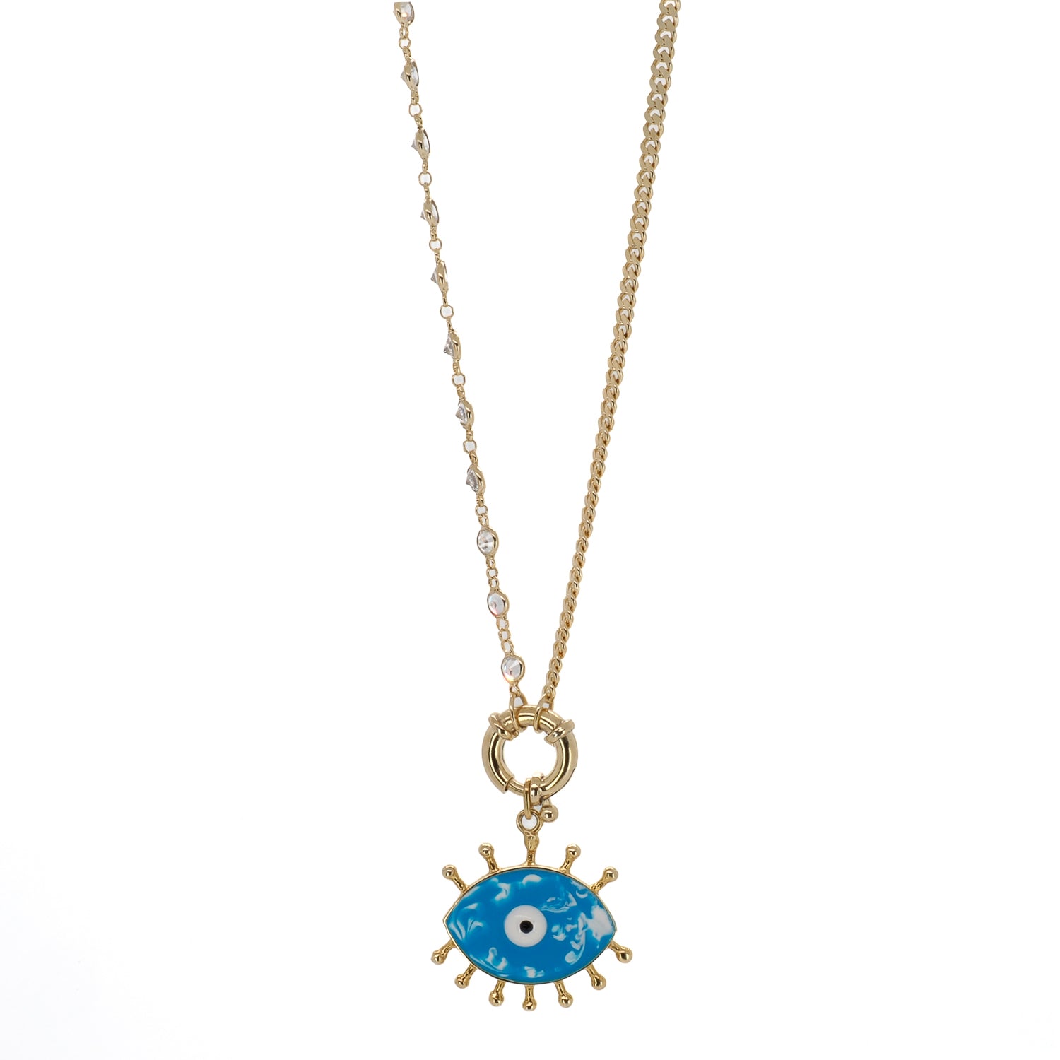 The Turquoise Evil Eye Chain Necklace, a symbol of luck and protection, crafted with high-quality materials and attention to detail.