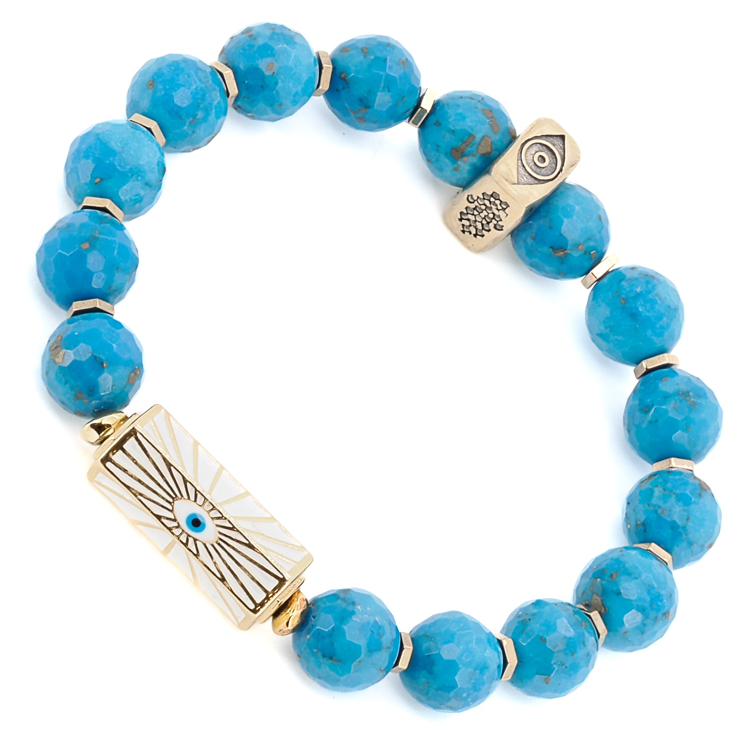 Discover the beauty and symbolism of the Turquoise Luck and Protection Bracelet, featuring turquoise stone and powerful symbols of luck and protection.