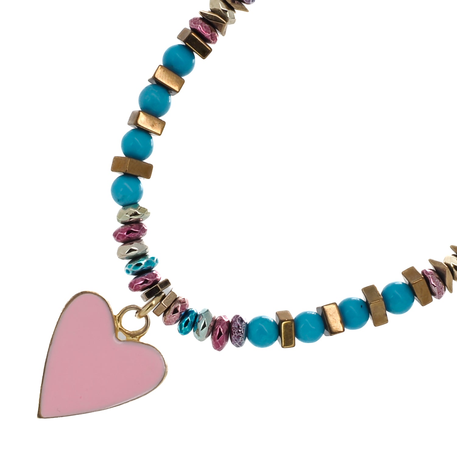 Love Heart Pendant Rainbow Beads Necklace | Heart pendant, Beaded necklace,  Rainbow beads