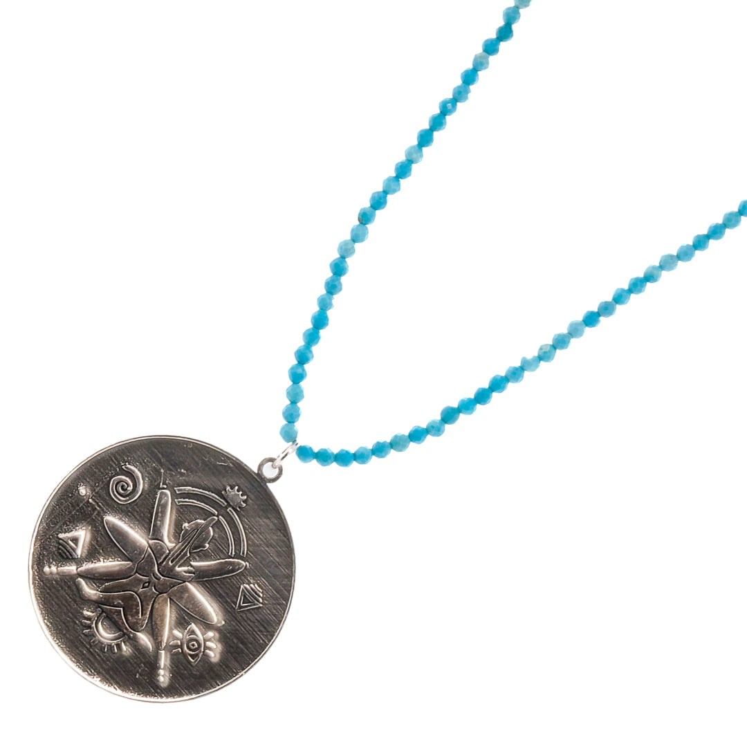 Stylish Turquoise Necklace with Inspirational Pendant - Wear positivity and beauty around your neck.