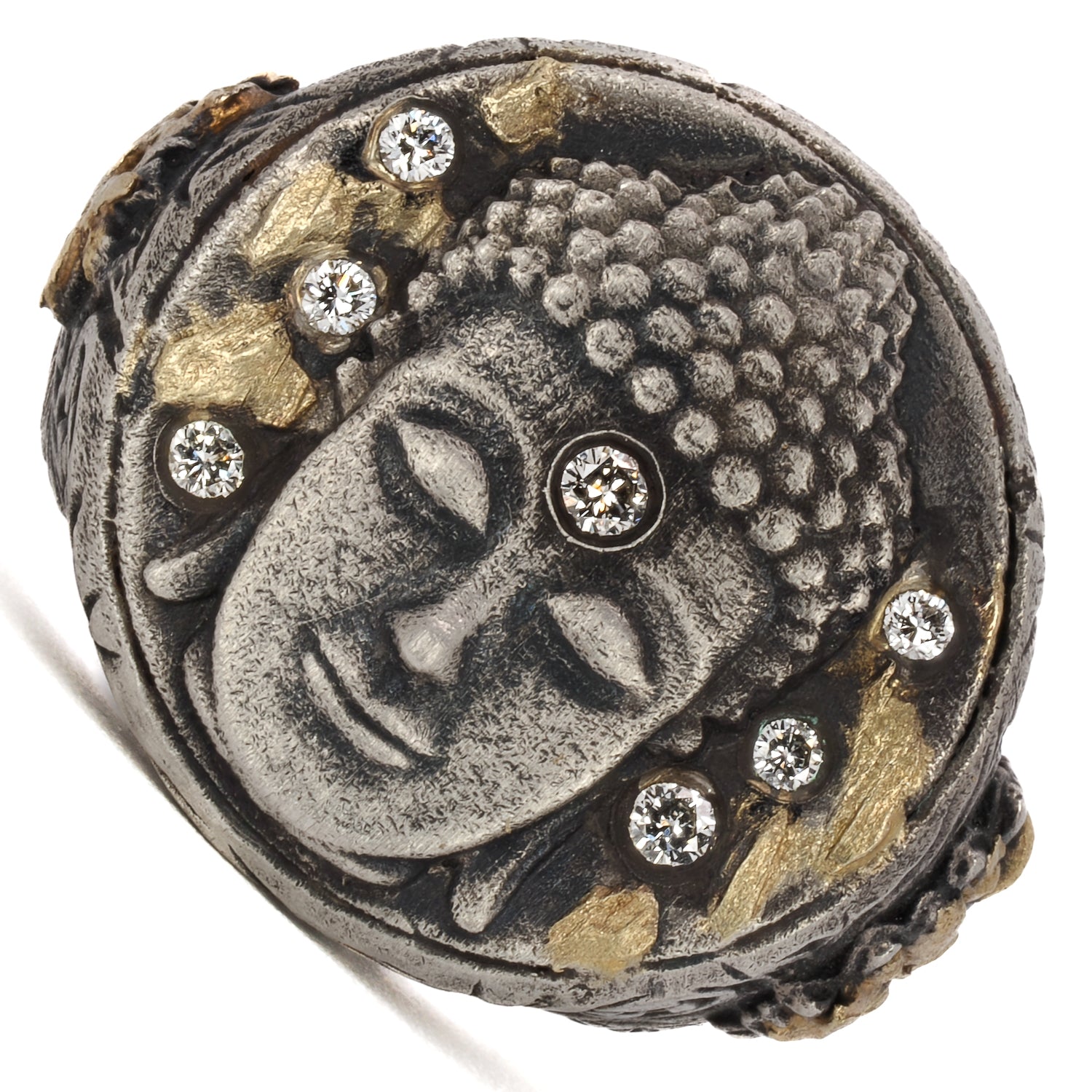Handcrafted Unique Buddha Ring - Symbols of Peace and Enlightenment.
