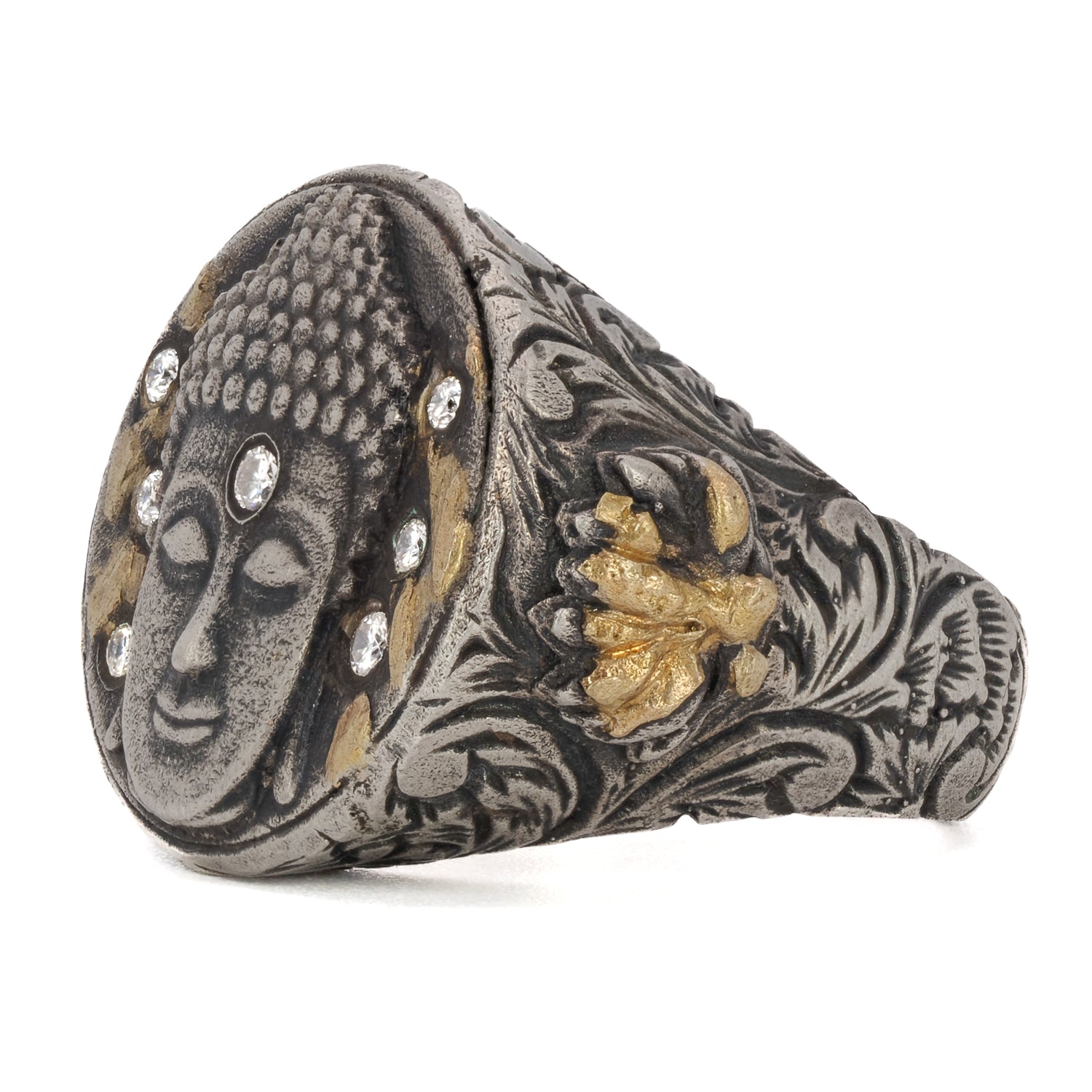 Timeless Beauty - Handmade Buddha Ring with Gold and Diamonds.