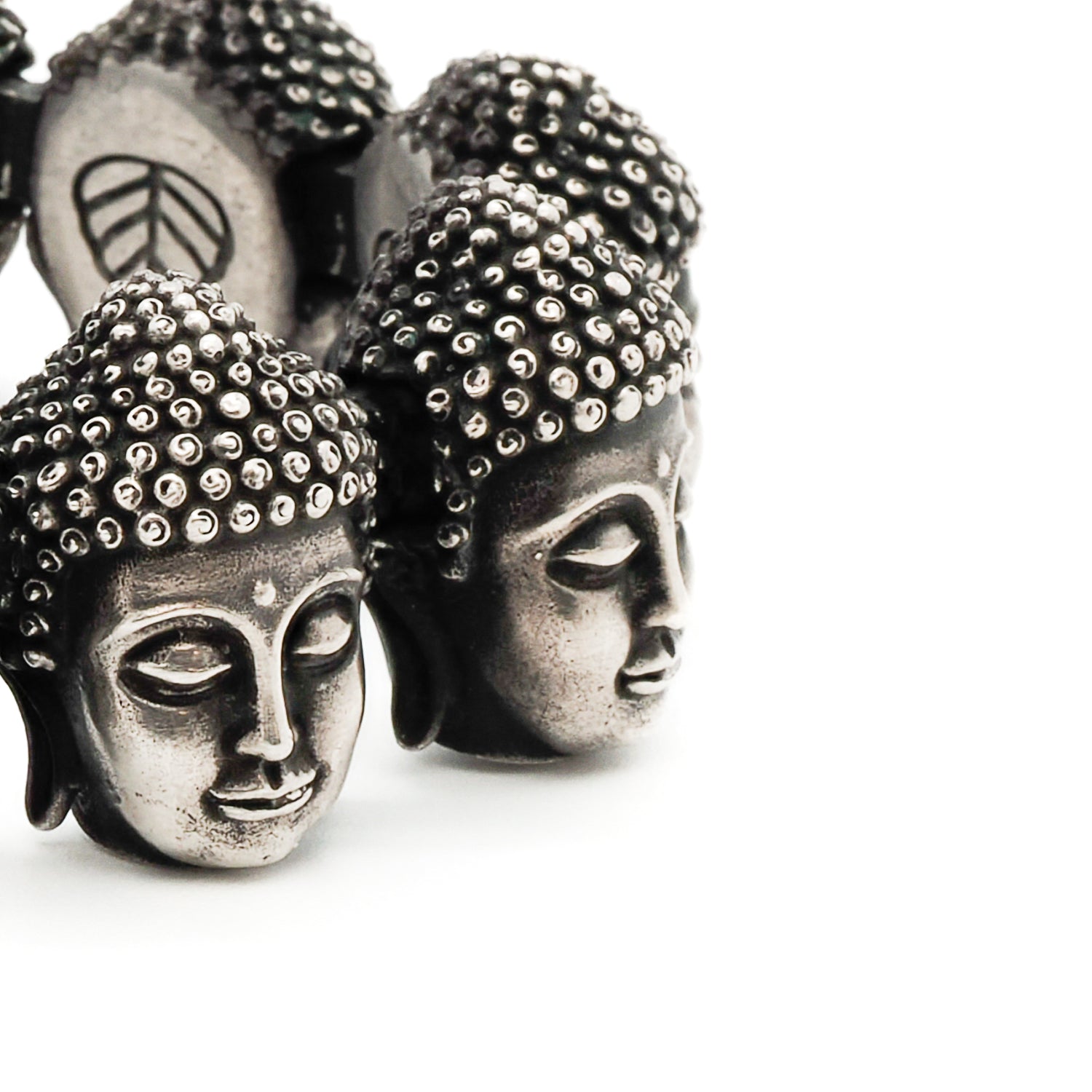 Elegance and Spirituality - Sterling Silver Buddha Peace Bracelet with Blue Diamonds.