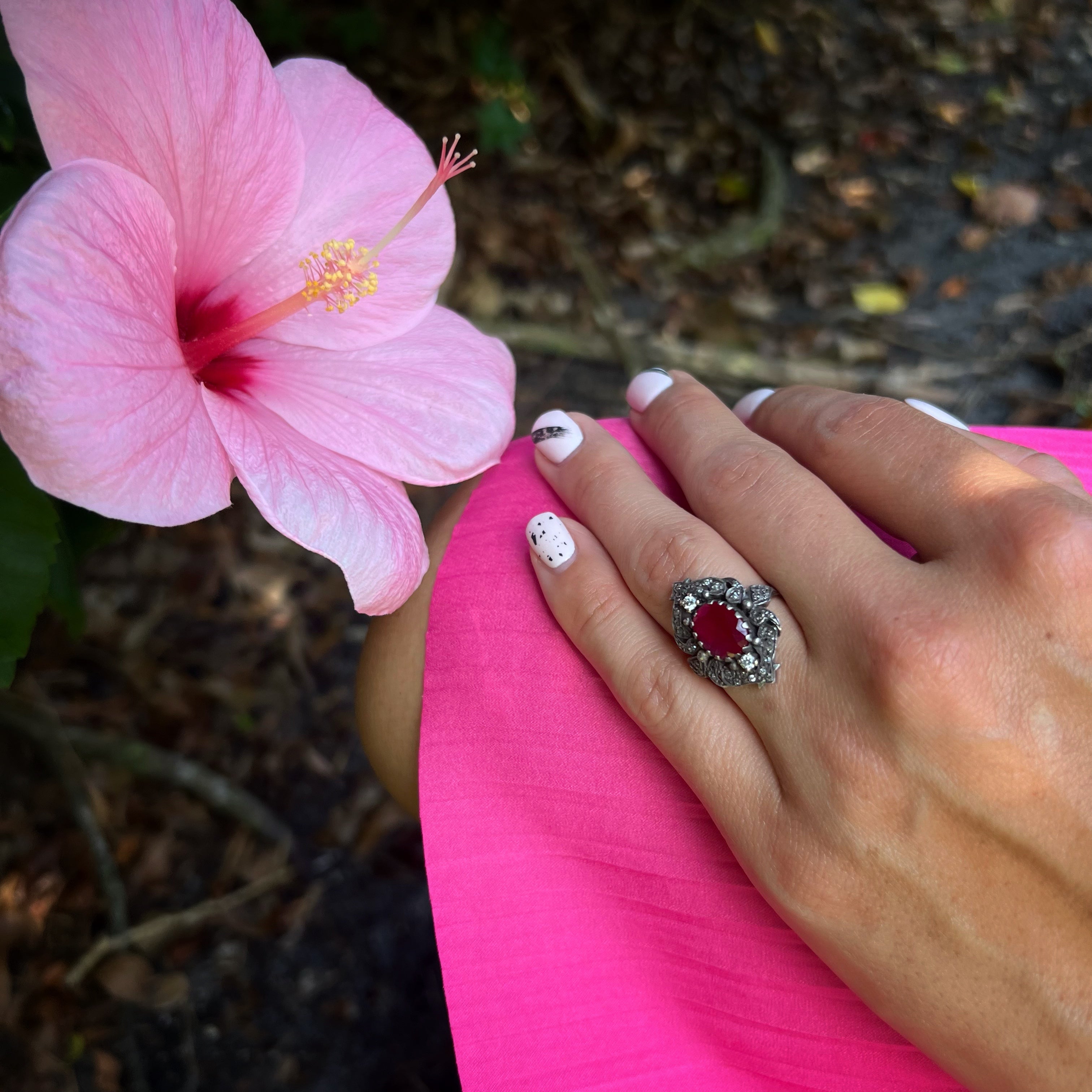 Perfect for Daily Wear - The model demonstrates how this luxurious ring can be worn daily for a touch of glamour.