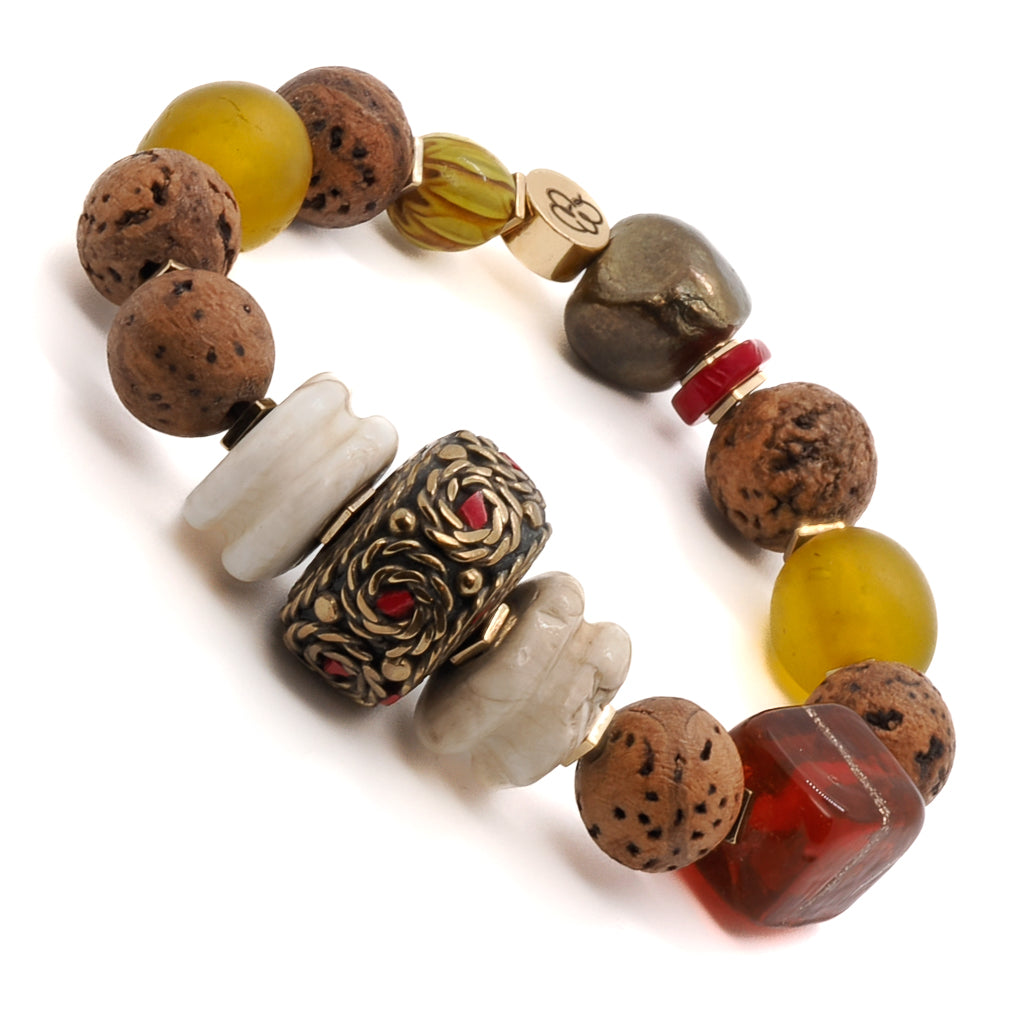 Immerse yourself in the free-spirited aesthetic of the Vintage Style Bohemian Bracelet, showcasing its unique combination of beads and rustic charm.