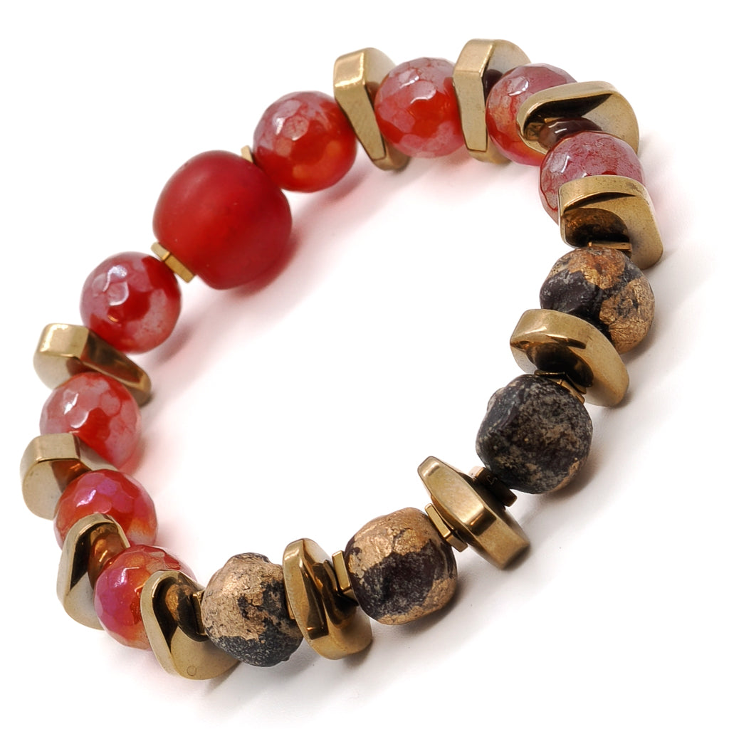 Embrace the beauty of the Vintage Style Nepal Bracelet, featuring special handmade Tibetan beads and African glass beads.