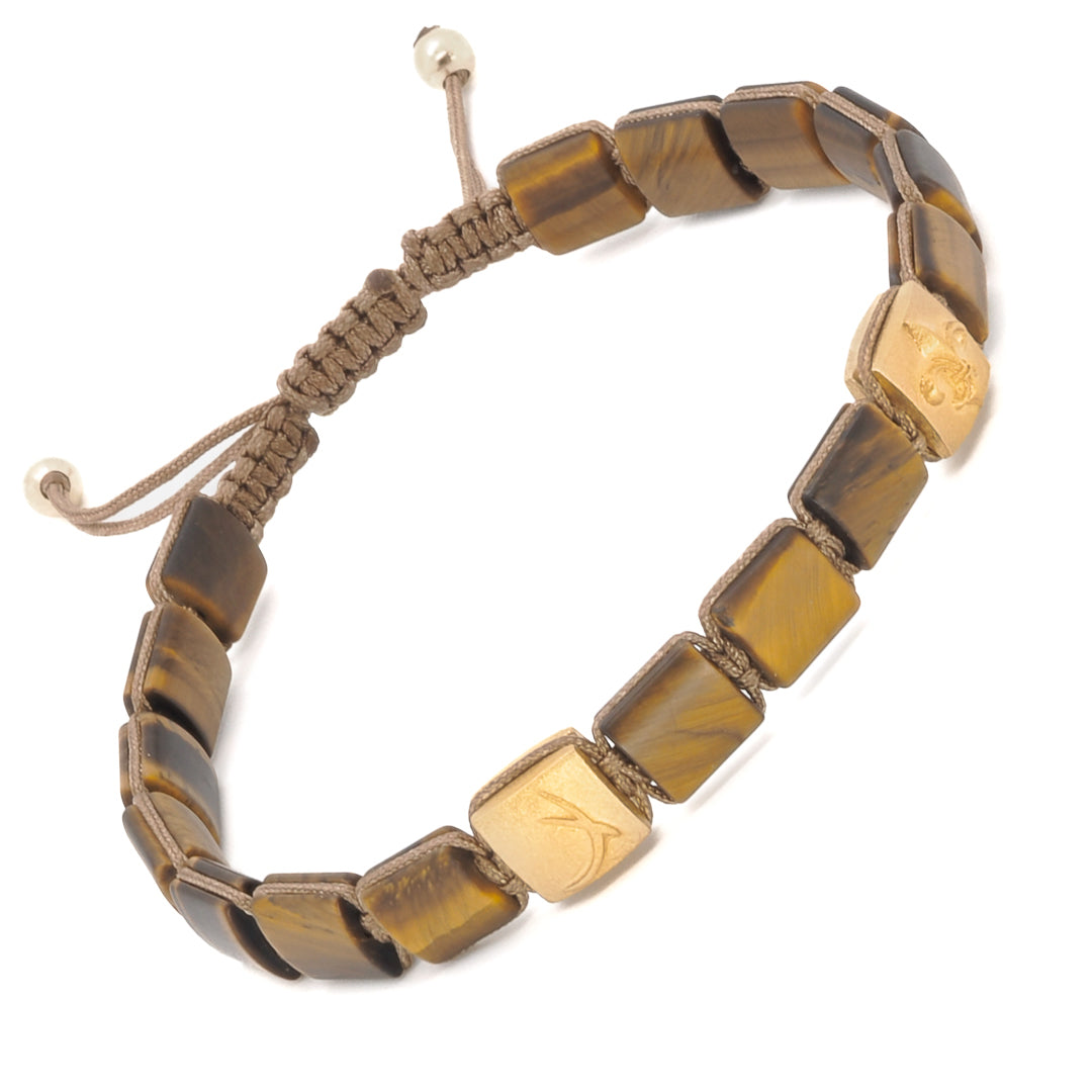 Tiger's Eye Stones - Woven Fleur de Li Bracelet full of good vibes and elegance.